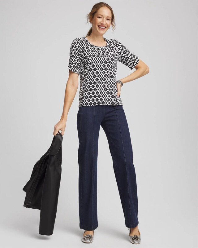 Printed Pima Elbow Sleeve Tee - image 2